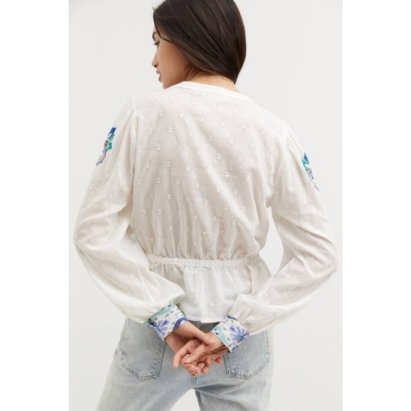 Anthropologie Forever That Girl Embroidered Peplum Blouse - Picture 4 of 15